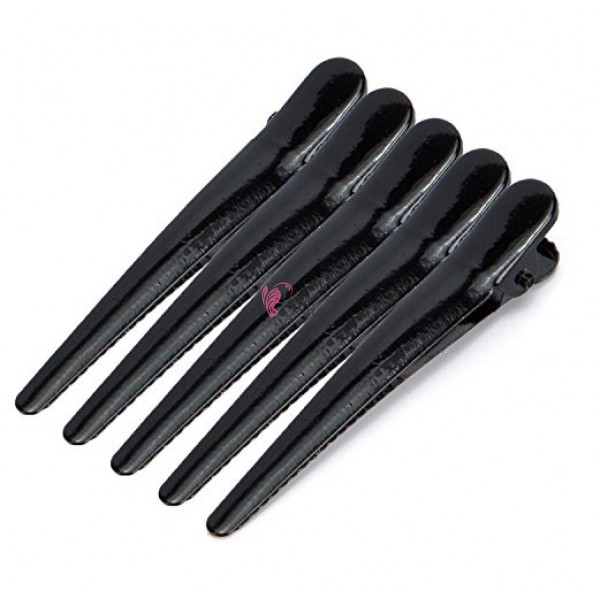 Clipsuri metalice pentru coafor CLP11 cu cioc, set 12 bucati Negre XL